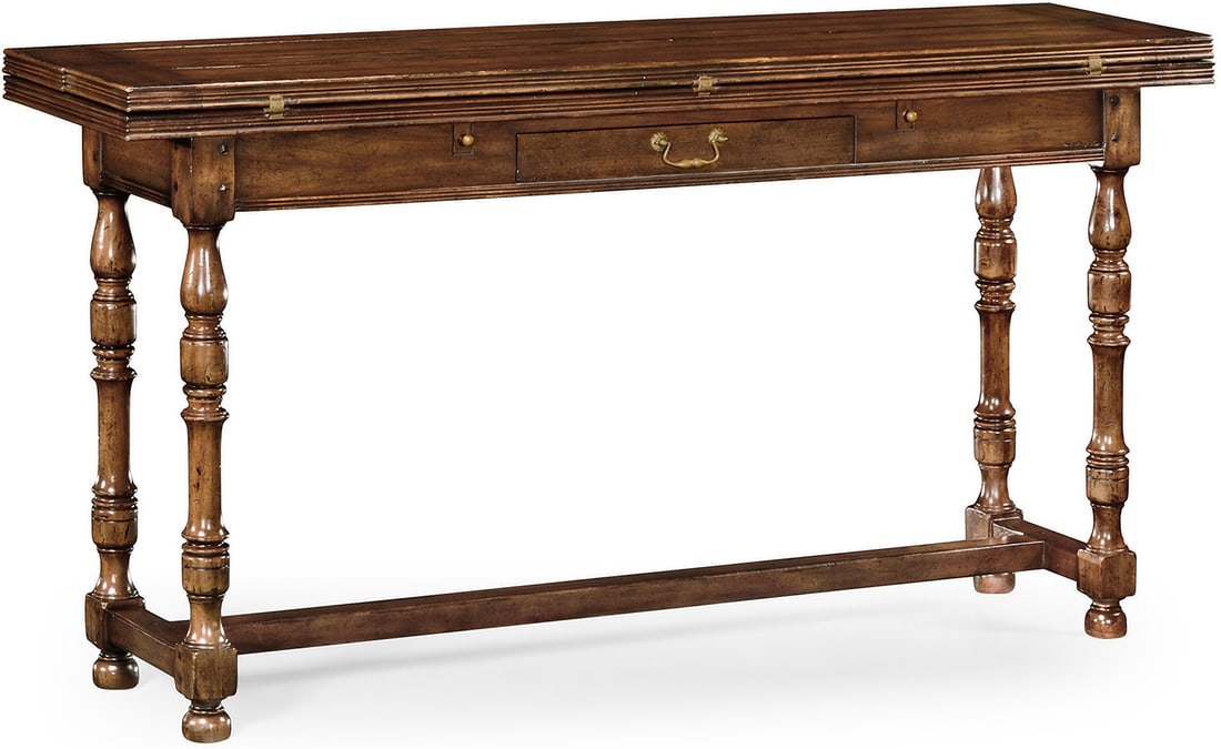 Casual Accents Small Hunt Table In Walnut: Casual Accents Small Hunt Table In Walnut With its clever design, this table seamlessly transforms from a sleek console to a spacious work or dining surface, making it an essential addition to any hom