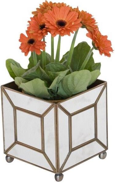Classic Antique Mirror Planter: Classic Antique Mirror Planter Bring a touch of french provencial living to your indoor or outdoor garden room. This luxe square planter is perched atop ball feet and finished with antique mirrors fra