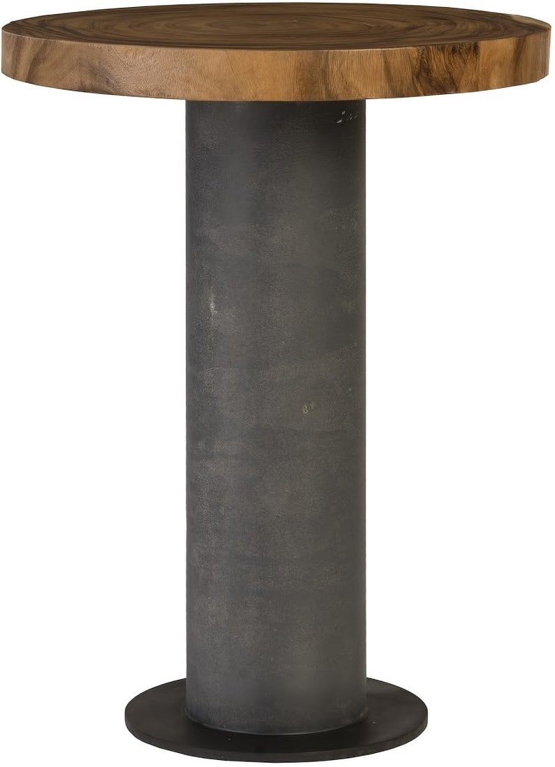 Concrete Bar Table: Concrete Bar Table A blend of cool concrete with the warm wood grain of Chamcha wood, the Concrete Bar Set uses mixed material and clean lines for an organic contemporary feel. Item Dimensions: Height