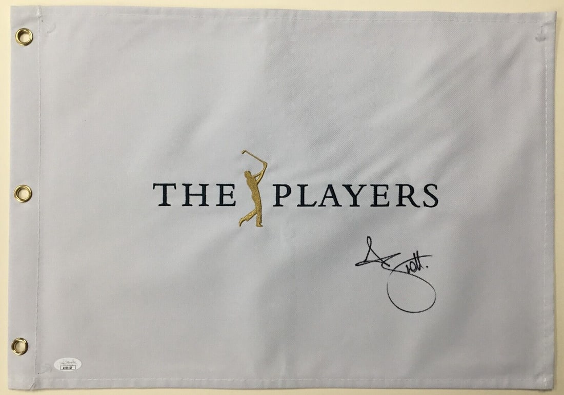 Adam Scott Signed The Players Flag with JSA Authentication: Adam Scott Signed The Players Flag with JSA Authentication This is an original signed flag from The Players golf tournament featuring Adam Scott's autograph. The signature is authenticated by James Sp