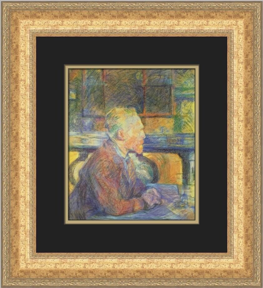 Henri De Toulouse-Lautrec Portrait of Vincent Van Gogh Custom Framed Print 1998: Henri De Toulouse-Lautrec Portrait of Vincent Van Gogh Custom Framed Print 1998 This custom framed print features the artwork 'Portrait of Vincent Van Gogh' by Henri de Toulouse-Lautrec. The print is 