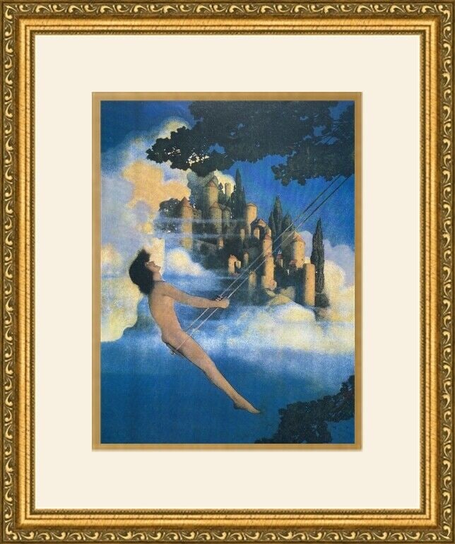 Maxfield Parrish The Dinky Bird Framed Print 14x16 inches Art Fantasy: Maxfield Parrish The Dinky Bird Framed Print 14x16 inches Art Fantasy This medium-sized print titled 'The Dinky Bird' by artist Maxfield Parrish is a stunning representation of Expressionism. Produced