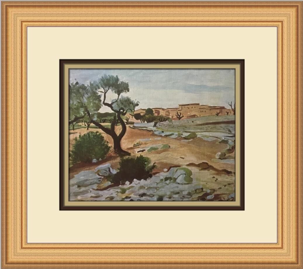 Andre Derain Landscape with Olive-Trees Framed Print 14in x 12in: Andre Derain Landscape with Olive-Trees Framed Print 14in x 12in This custom framed print features the artwork 'Landscape with Olive-Trees' by Andre Derain, created in 1977. The piece is a beautiful r