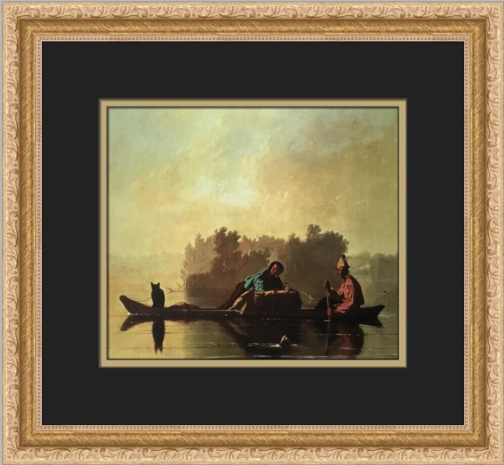 George Caleb Bingham Fur Traders Descending on the Missouri Framed Print 15x14 in: George Caleb Bingham Fur Traders Descending on the Missouri Framed Print 15x14 in This custom framed print titled 'Fur Traders Descending on the Missouri' by George Caleb Bingham features a medium siz