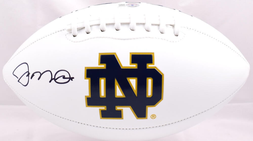 Joe Montana Signed Notre Dame Fighting Irish Football Beckett Authenticated: Joe Montana Signed Notre Dame Fighting Irish Football Beckett Authenticated Joe Montana autographed Notre Dame Fighting Irish logo football. This original football is a must-have for any fan of the sp