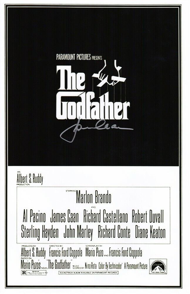James Caan Signed The Godfather Poster 11x17: James Caan Signed The Godfather Poster 11x17 An original 11x17 movie poster of The Godfather, signed by James Caan. The poster is classified as pristine with a rating of 3. Specifications Signed: Yes
