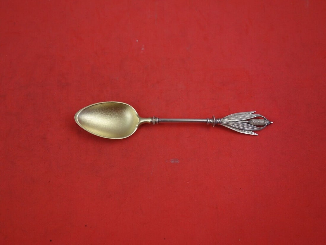George Sharp Cat Tails Sterling Silver Coffee Spoon Goldwashed 5 inches: George Sharp Cat Tails Sterling Silver Coffee Spoon Goldwashed 5 inches Cat Tails by Georg Sharp Sterling Silver Coffee Spoon featuring a goldwashed stippled bowl. This spoon measures 5" in length and