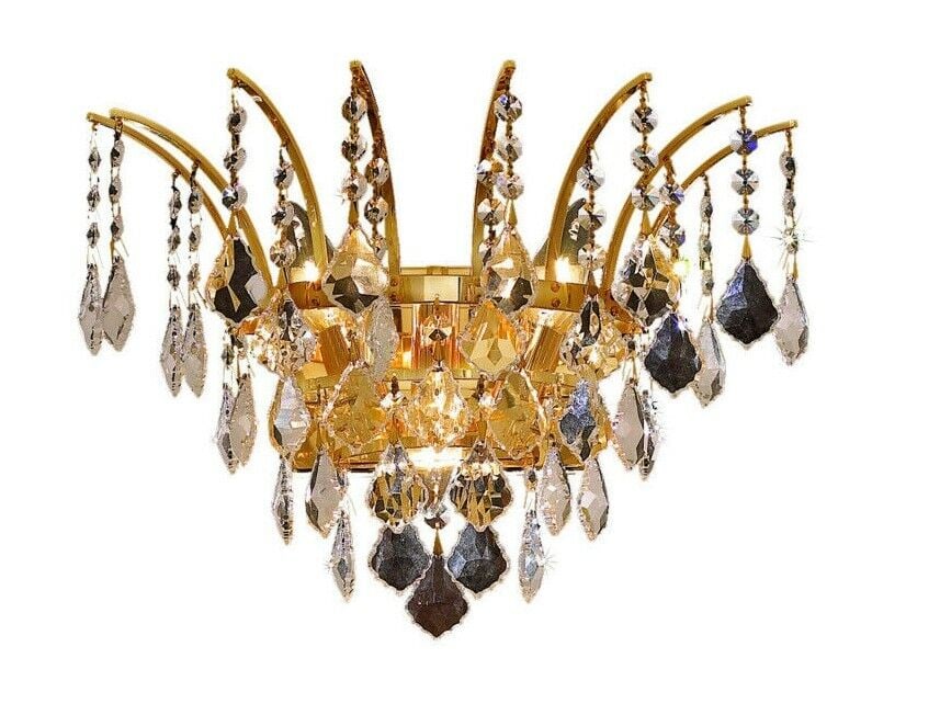 Victoria 3 Light 16in Gold Crystal Wall Sconce for Indoor Use: Victoria 3 Light 16in Gold Crystal Wall Sconce for Indoor Use Illuminate your indoor spaces with this stunning Victoria 3 Light Wall Sconce, featuring a modern design in a beautiful gold finish. The f
