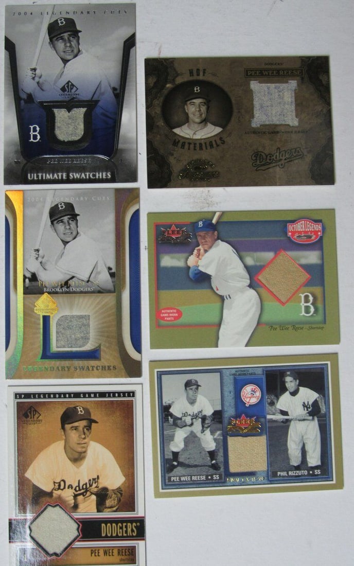 Pee Wee Reese Brooklyn Dodgers Lot of 8 Jersey Insert Cards: Pee Wee Reese Brooklyn Dodgers Lot of 8 Jersey Insert Cards Pee Wee Reese Brooklyn Dodgers HOF Lot of 8 Swatch Jersey Insert Cards 144753. This original set features memorabilia cards from the legenda