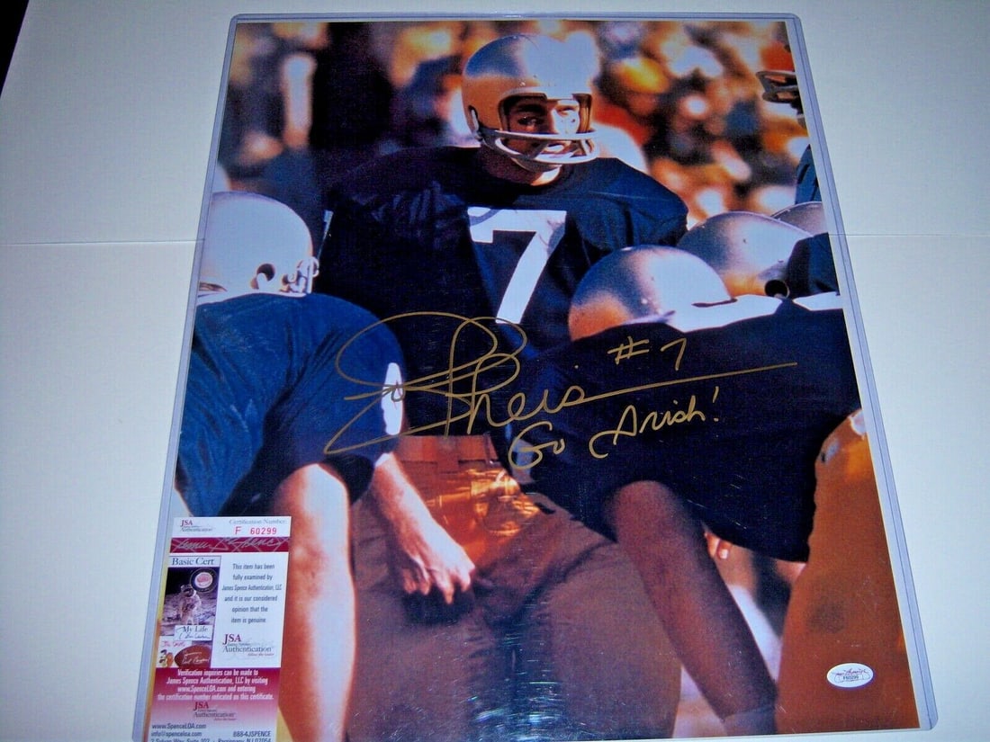 Joe Theismann Signed 16x20 Notre Dame Fighting Irish Photo: Joe Theismann Signed 16x20 Notre Dame Fighting Irish Photo JOE THEISMANN NOTRE DAME FIGHTING IRISH GO IRISH! JSA/COA SIGNED 16X20 PHOTO. Product: Lithograph Poster & Print. Sport: Baseball-MLB. Origin