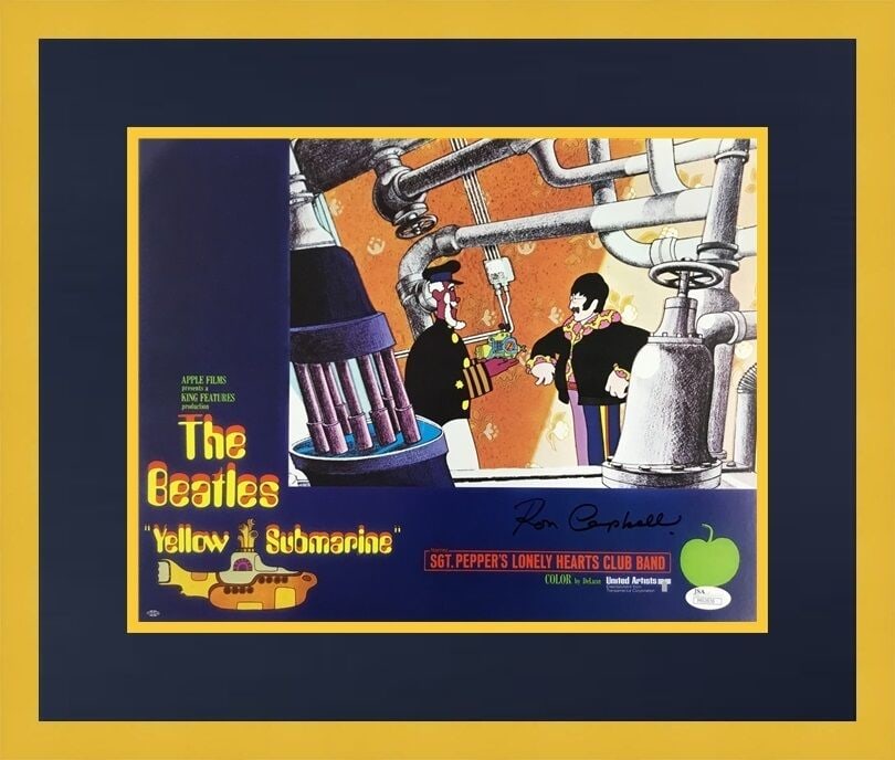 Ron Campbell Signed Yellow Submarine Lobby Card Custom Framed Limited Edition: Ron Campbell Signed Yellow Submarine Lobby Card Custom Framed Limited Edition This original lobby card from the classic film Yellow Submarine is signed by artist Ron Campbell. The piece is custom fram