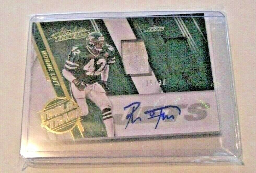 Ronnie Lott 2016 Panini TOTT Game Used Dual Jersey Helmet Auto Signed Card: Ronnie Lott 2016 Panini TOTT Game Used Dual Jersey Helmet Auto Signed Card This original 2016 Panini TOTT card features a game-used dual jersey and helmet autograph of NFL legend Ronnie Lott, numbered