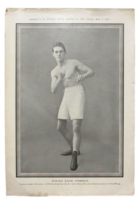 1913 Boxing Poster Young Jack O'Brien National Police Gazette 11x15: 1913 Boxing Poster Young Jack O'Brien National Police Gazette 11x15 1913 National Police Gazette Magazine Young Jack O'Brien 11x15 Supplement Poster. This original poster features the sport of boxing