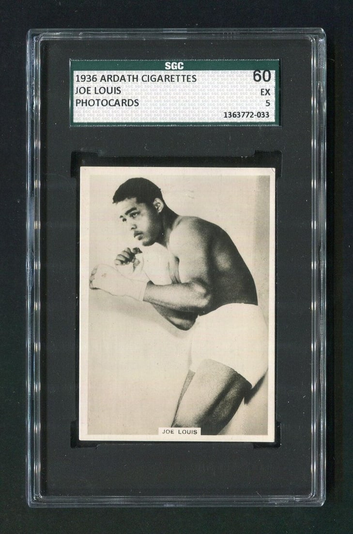1936 Ardath Cigarettes Joe Louis Boxing Card SGC 60: 1936 Ardath Cigarettes Joe Louis Boxing Card SGC 60 This authentic 1936 Ardath Cigarettes Joe Louis boxing card is graded SGC 60. A must-have for collectors of boxing memorabilia, this card features t