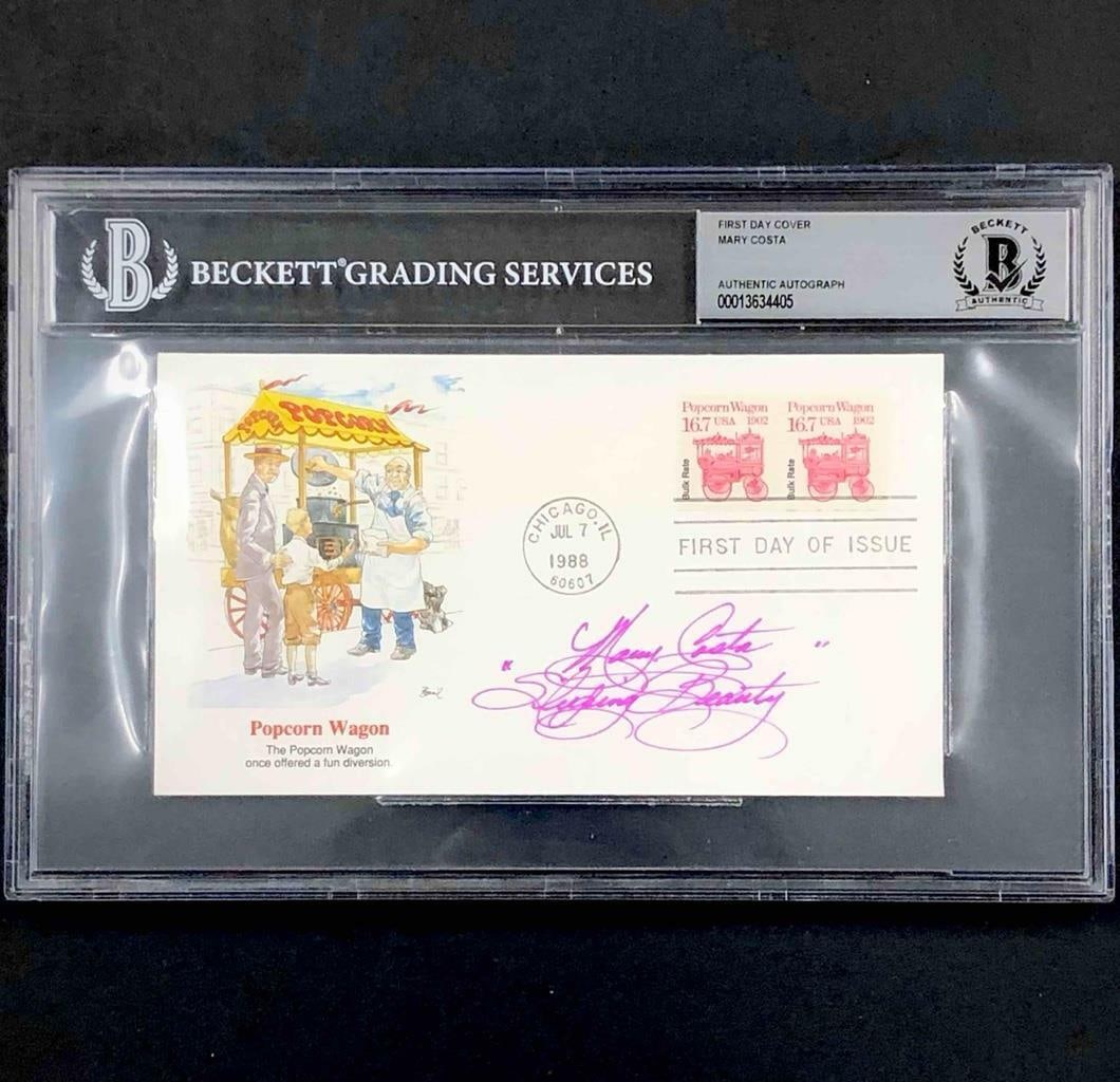 Sleeping Beauty actress Mary Costa signed Disney 1st Day Cover envelope BAS Auto: Sleeping Beauty actress Mary Costa signed Disney 1st Day Cover envelope BAS Auto Industry: Movies Object Type: Cards & Paper Original/Reproduction: Original Autograph Authentication: Beckett Movie: Sl