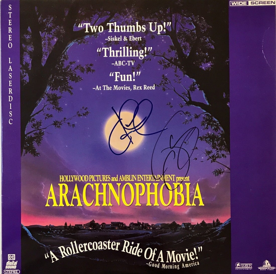 Arachnophobia Signed Laser-Disc Cover with Disc by John Goodman and Jeff Daniels: Arachnophobia Signed Laser-Disc Cover with Disc by John Goodman and Jeff Daniels This is an original signed Laser-Disc cover of the movie Arachnophobia, featuring signatures from both John Goodman and