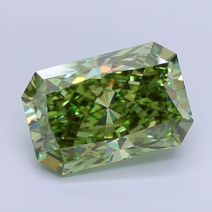 Loose Diamond - RADIANT 5.36ct Fancy Vivid Green VS1: Loose Diamond - RADIANT 5.36ct Fancy Vivid Green VS1 Source: This is a real non-mined Diamond that has been grown in a lab Shape: RADIANT Carats: 5.36 Color: Fancy Vivid Green Certification: IGI Video