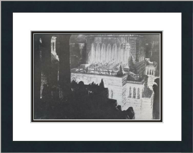 Hugh Ferriss Hanging Gardens Framed Print 15x12 Black Modern Lithograph: Hugh Ferriss Hanging Gardens Framed Print 15x12 Black Modern Lithograph This custom gallery framed print features Hugh Ferriss's 'Hanging Gardens'. It is a medium-sized offset lithograph on paper, pro
