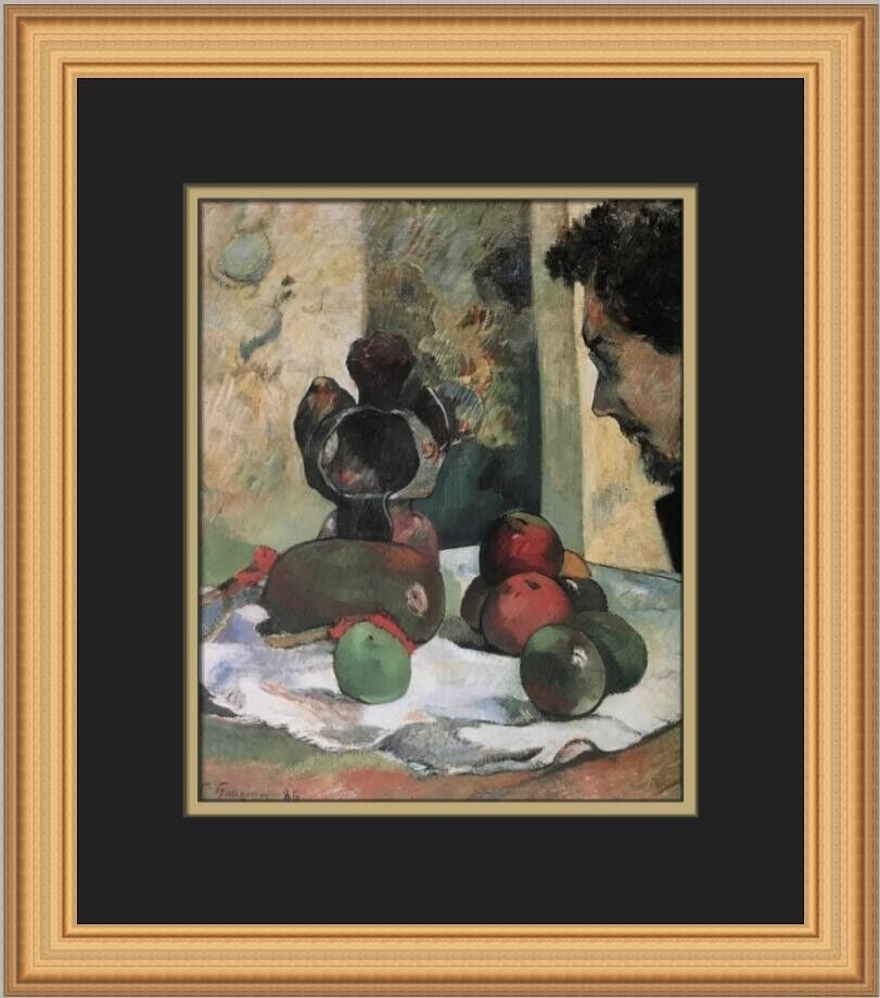 Paul Gauguin Still Life with Profile of Charles Laval Framed Print 14x16 in: Paul Gauguin Still Life with Profile of Charles Laval Framed Print 14x16 in This custom framed print features Paul Gauguin's artwork 'Still Life with Profile of Charles Laval.' It is a medium-sized pi