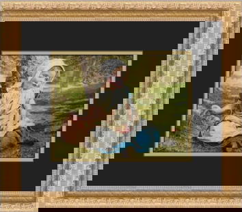 Sophie Anderson Windfalls Custom Framed Print: Sophie Anderson Windfalls Custom Framed Print This custom framed print titled 'Windfalls' by artist Sophie Anderson, produced in 1981, features a landscape image in the style of Expressionism Impressi