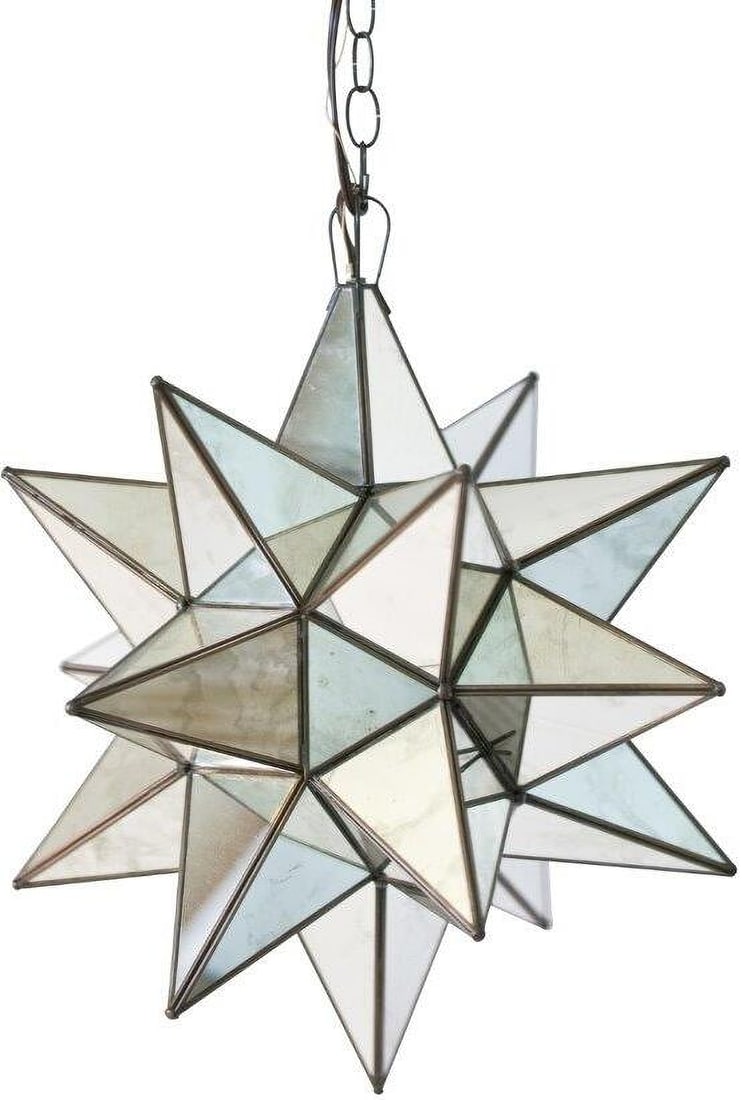 Moravian Star Chandelier with Antique Mirror Finish: Moravian Star Chandelier with Antique Mirror Finish The Star Antique Mirror Medium Chandelier features a stunning moravian star design accentuated by antique mirrors, adding a touch of elegance to any