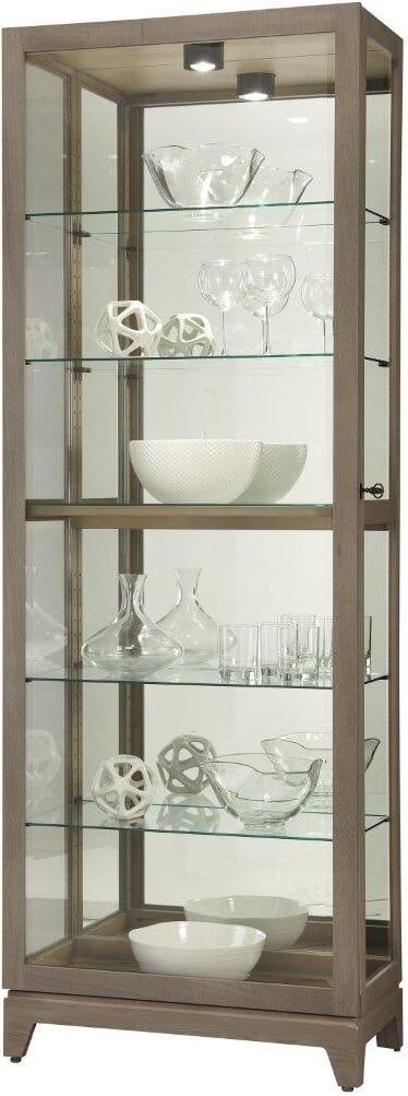 Howard Miller Luke VI Curio Cabinet Aged Gray with Glass Door: Howard Miller Luke VI Curio Cabinet Aged Gray with Glass Door Showcase your decorative objects with the Luke VI curio cabinet. This distinctive piece provides six levels of display and has an Aged Gra