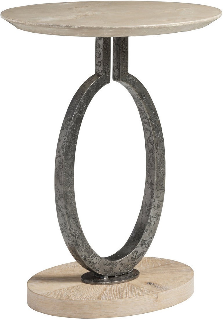 Signature Designs Clement Oval Table Antique Iron White Oak Scagliola Stone 25in: Signature Designs Clement Oval Table Antique Iron White Oak Scagliola Stone 25in Oval drinks table utilizing three different materials, with a base in both rustic flat-cut white oak and shaped iron, a