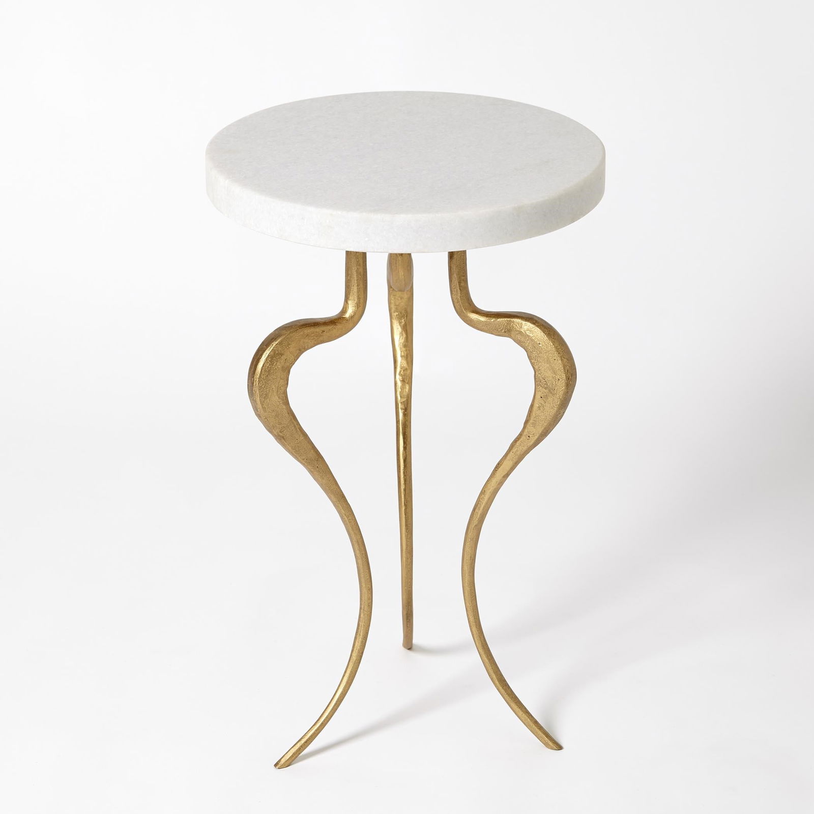 Elegant Silhouette Accent Table Antique Gold White Marble Top 20in: Elegant Silhouette Accent Table Antique Gold White Marble Top 20in This Silhouette Accent Table features a striking design with delicate yet sturdy legs, crafted in antique gold finish and topped with