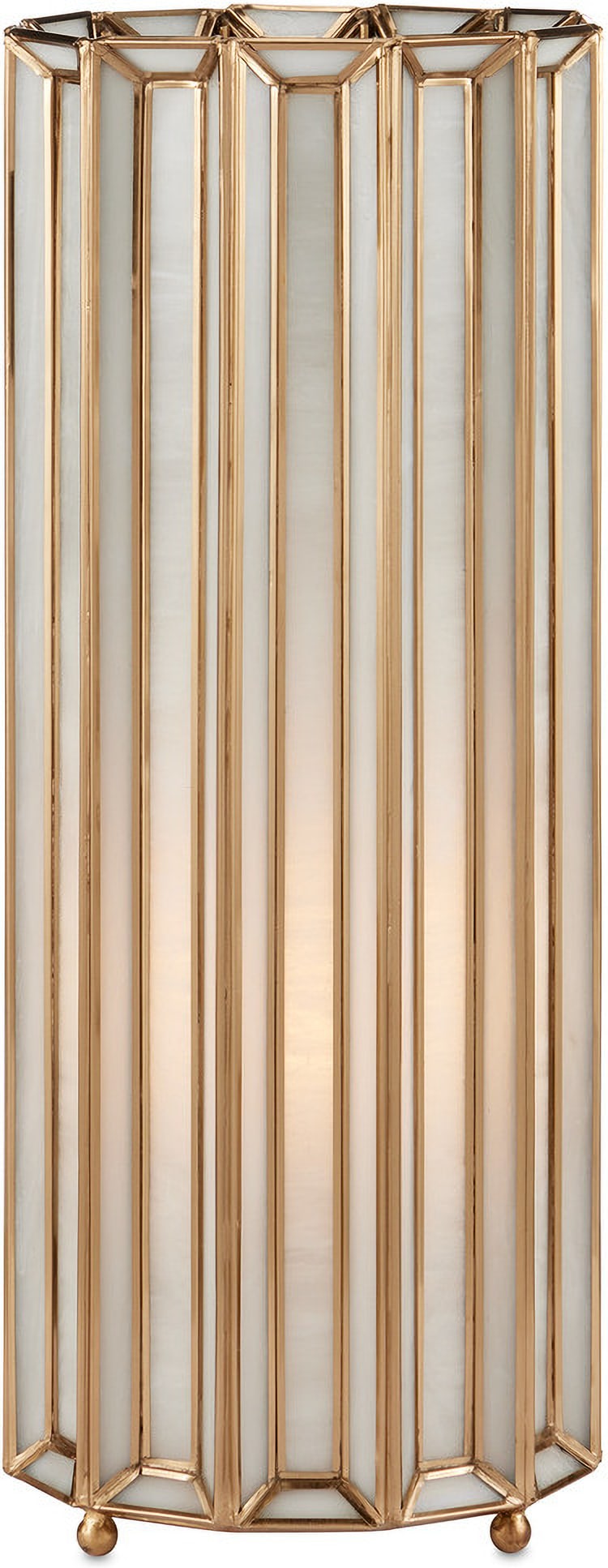 Daze Table Lamp 20.25in White Milk Glass Antique Brass Finish: Daze Table Lamp 20.25in White Milk Glass Antique Brass Finish The Daze Uplight Table Lamp features articulated panels of white milk glass, expertly joined by ribs of metal in an antique brass finish.