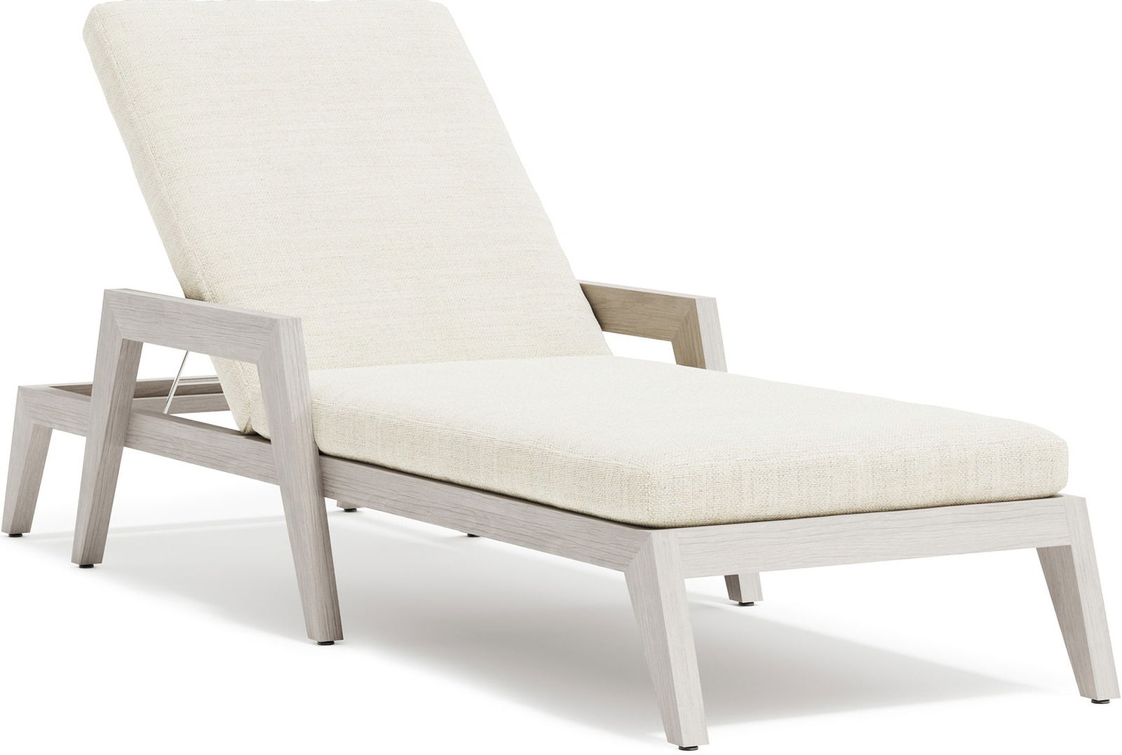 Bernhardt Altea Outdoor Chaise Weathered Teak with Cushions: Bernhardt Altea Outdoor Chaise Weathered Teak with Cushions Overlapping arches create an architectural look in the Altea outdoor chaise. The base is created from teak in a Weathered Teak finish. This