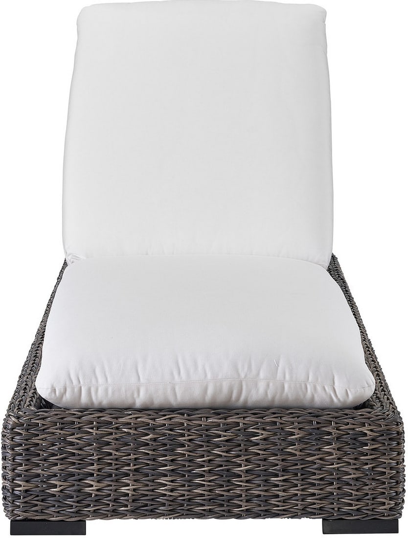Coastal Living Montauk Chaise Lounge Tawney Wicker with Sunbrella Cushions: Coastal Living Montauk Chaise Lounge Tawney Wicker with Sunbrella Cushions Embrace ultimate relaxation with the breezy Montauk Chaise Lounge, a staple outdoor furnishing featuring plush Canvas Natural