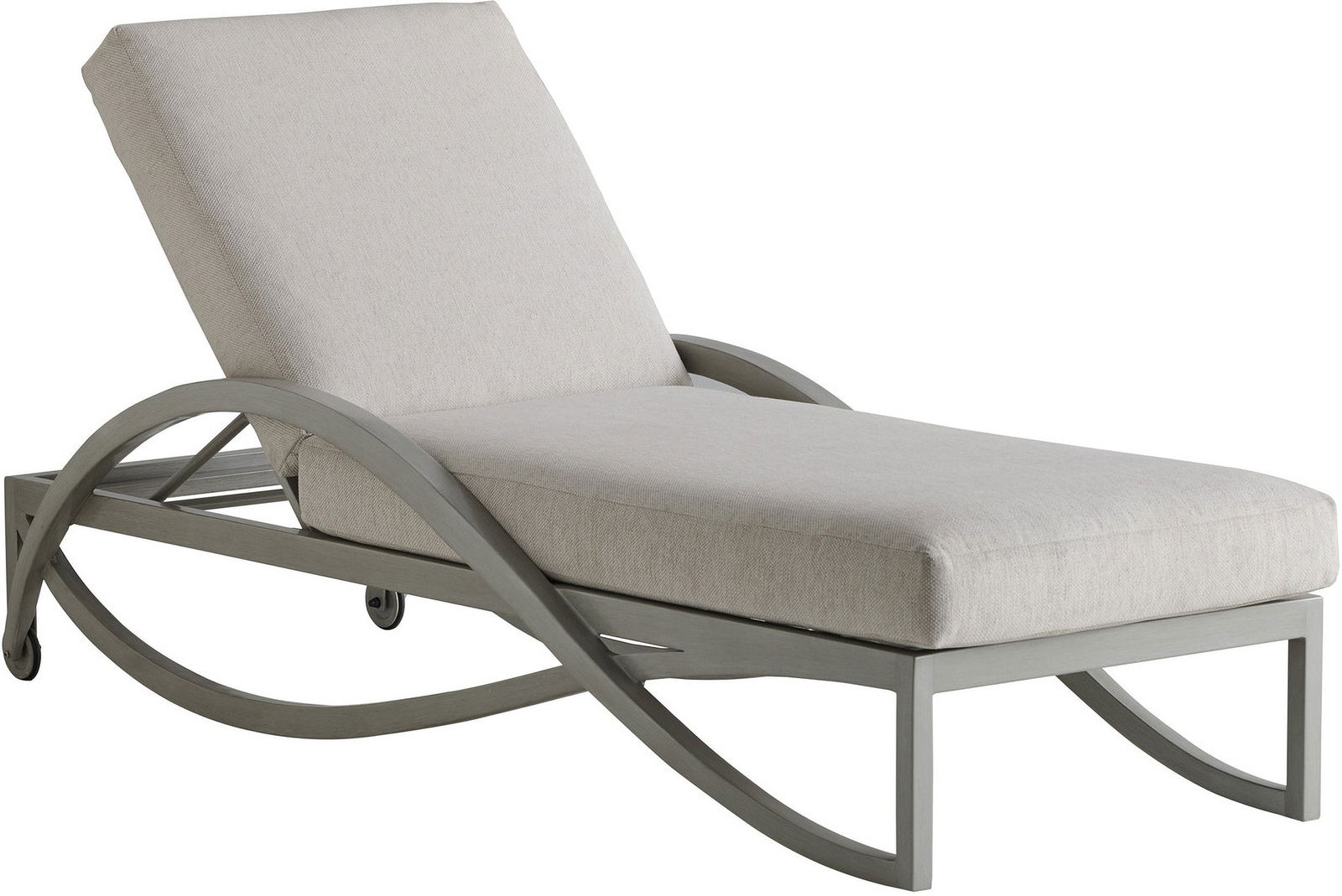 Tommy Bahama Silver Sands Outdoor Chaise with Oyster Shell Finish: Tommy Bahama Silver Sands Outdoor Chaise with Oyster Shell Finish The Silver Sands Chaise offers a stylish and elegant addition to outdoor living spaces, crafted from durable aluminum with a soft gray