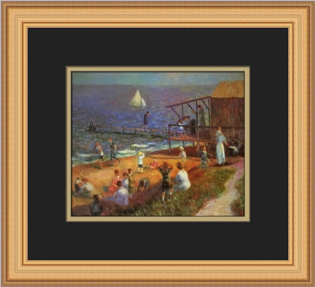 William Glackens The Captain's Pier Custom Framed Print 14x13 inches: William Glackens The Captain's Pier Custom Framed Print 14x13 inches This is a custom framed print titled "The Captain's Pier" by artist William Glackens, produced in 1980. The artwork features an imp