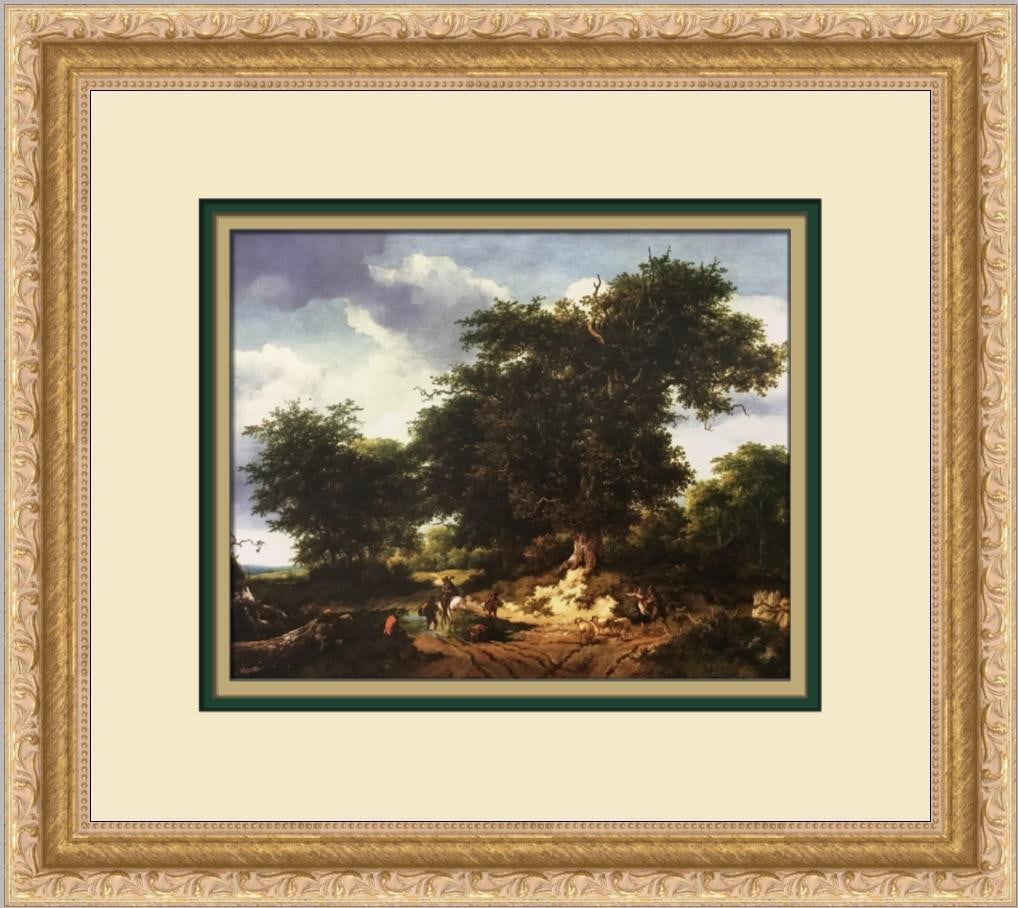 Jacob Van Ruisdael The Great Oak Framed Print 12x14 inches: Jacob Van Ruisdael The Great Oak Framed Print 12x14 inches This custom framed print titled "The Great Oak" features artwork by Jacob Van Ruisdael, created using offset lithograph techniques. Measuring