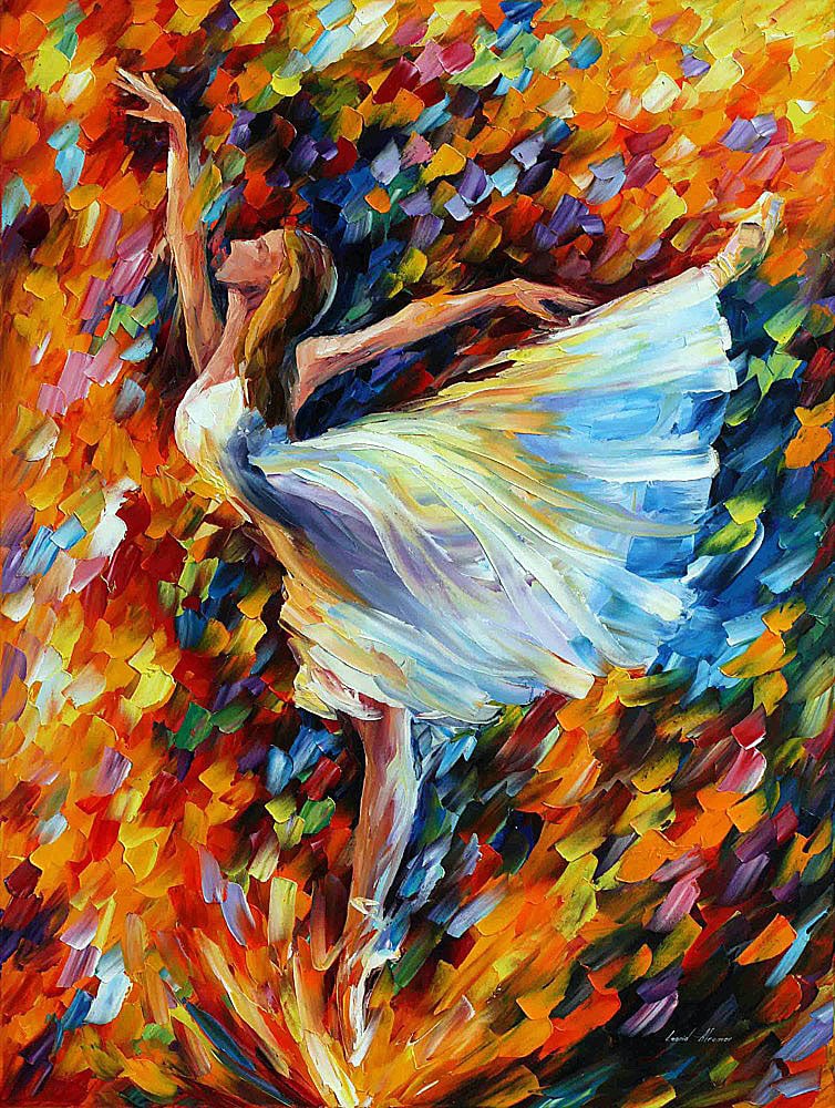 Limited Edition Canvas Artwork by Leonid Afremov 91cm x 122cm: Limited Edition Canvas Artwork by Leonid Afremov 91cm x 122cm The Beauty Of Lovely Dance - Limited Edition 1/25 by Leonid Afremov is a limited edition giclee hand-painted by Leonid. This is the first