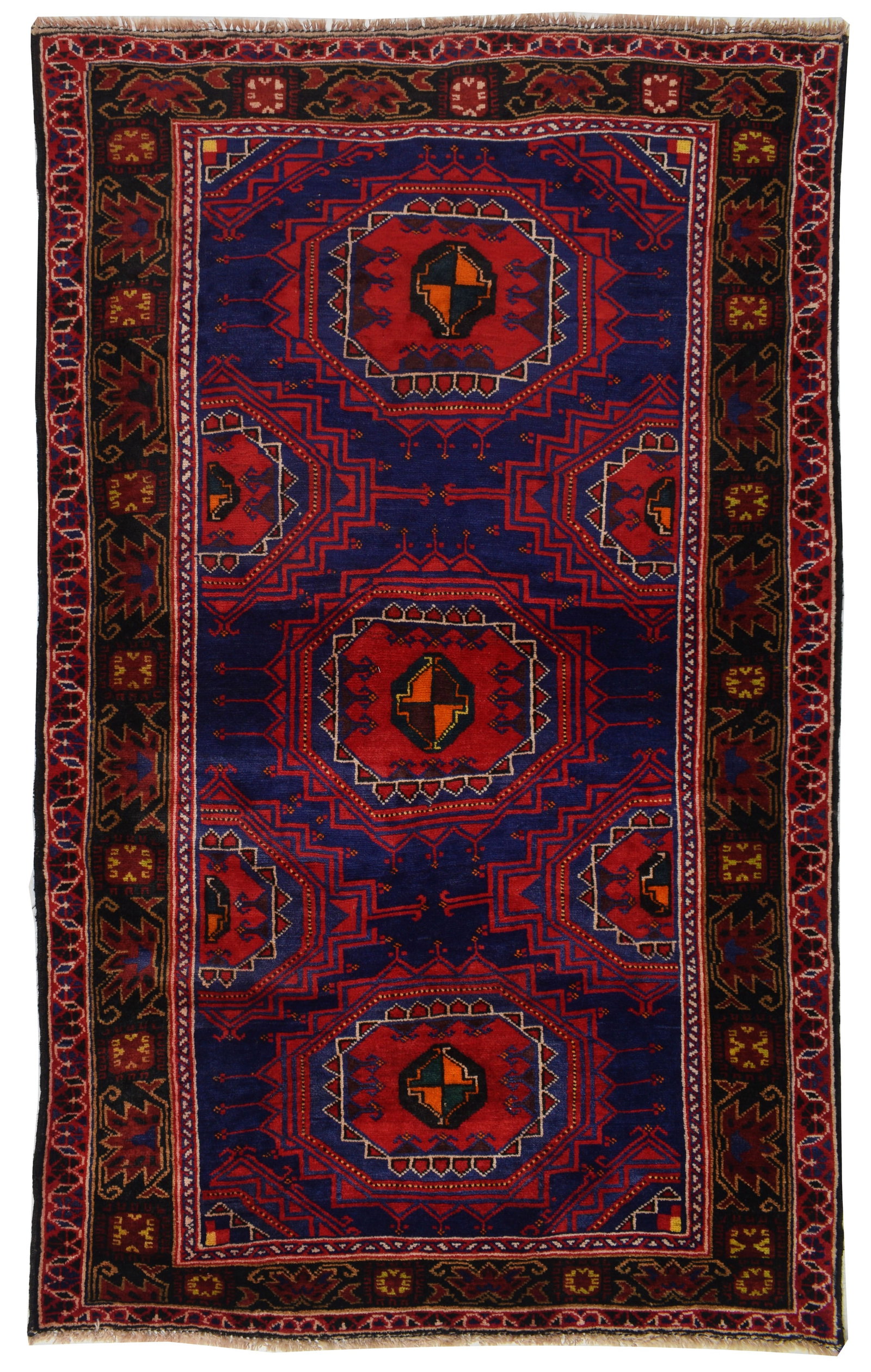 Hand-Knotted Navy Blue Tribal Afghan Wool Rug 4 x 6: Hand-Knotted Navy Blue Tribal Afghan Wool Rug 4 x 6 This exquisite 4 x 6 Afghan rug showcases a rich navy blue color with a tribal pattern, expertly hand-knotted from fine wool. With dimensions of 4 f