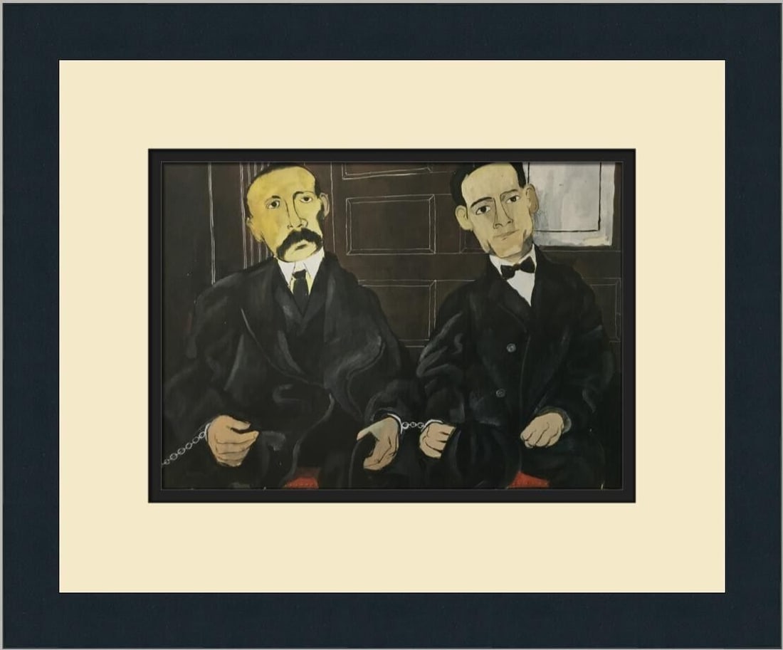 Ben Shahn Sacco and Vanzett Custom Framed Print 13x15 inches: Ben Shahn Sacco and Vanzett Custom Framed Print 13x15 inches This custom framed print titled "Sacco and Vanzett" by artist Ben Shahn features a realism style and was produced in 1992. The artwork is a