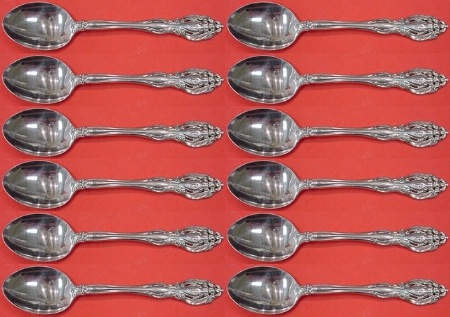 Gorham La Scala Sterling Silver Soup Spoons Set of 12 6.625 Inches: Gorham La Scala Sterling Silver Soup Spoons Set of 12 6.625 Inches This 12-piece set of La Scala place soup spoons by Gorham features a stunning design that adds a touch of opulence to your dining exp