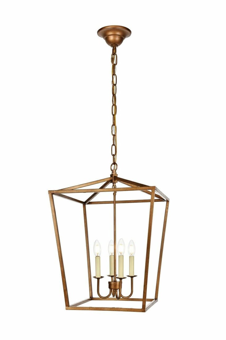 Vintage Gold Farmhouse Chandelier 4 Light Pendant Lighting 24.25 Inches: Vintage Gold Farmhouse Chandelier 4 Light Pendant Lighting 24.25 Inches This stunning farmhouse chandelier features a beautiful vintage gold metal frame, designed to enhance the ambiance of your dinin