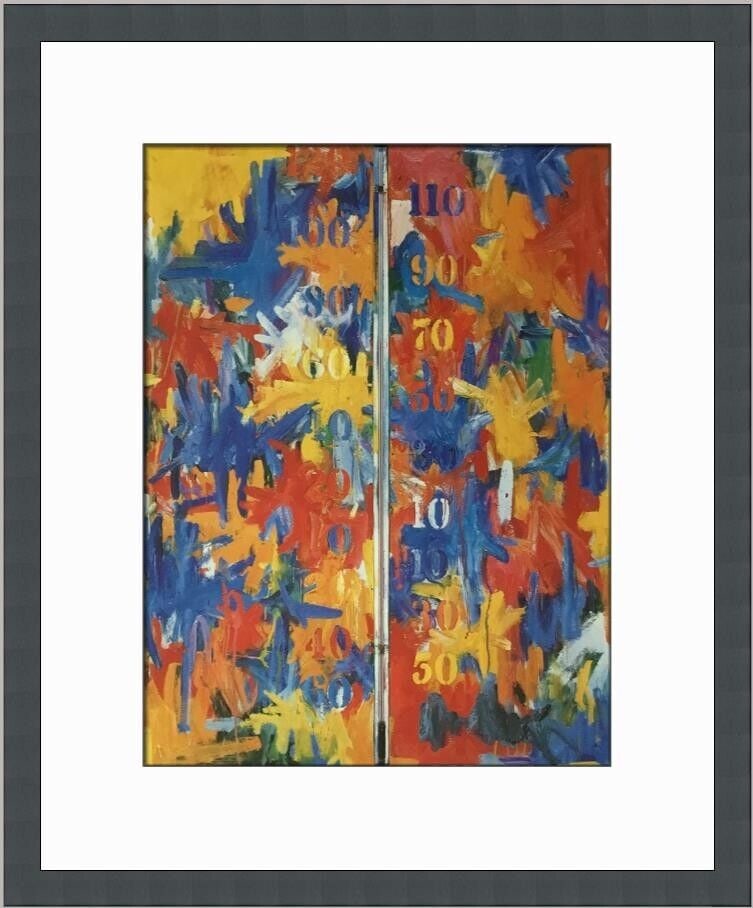 Jasper Johns Thermometer Custom Framed Lithograph Print 15x17 inches: Jasper Johns Thermometer Custom Framed Lithograph Print 15x17 inches This Jasper Johns 'Thermometer' custom framed print is a striking piece of art reflecting the Abstract Expressionism and Pop Art st