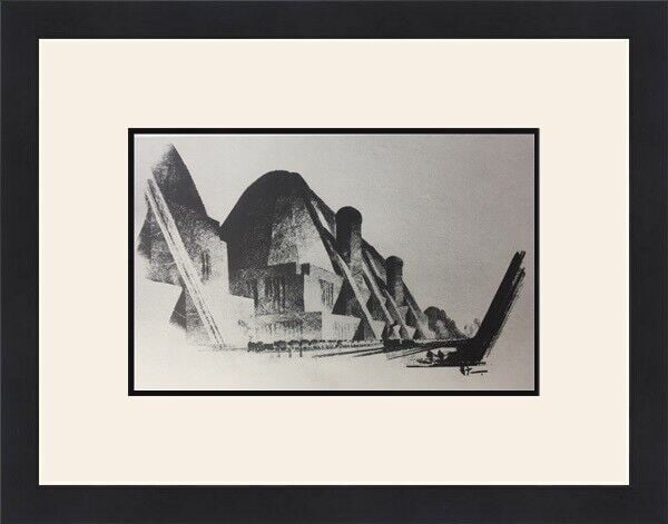 Hugh Ferriss Power Custom Framed Architectural Print 1984: Hugh Ferriss Power Custom Framed Architectural Print 1984 This is a custom framed print titled "Power" by artist Hugh Ferriss, produced in 1984. The print features a lithographic technique on paper, s