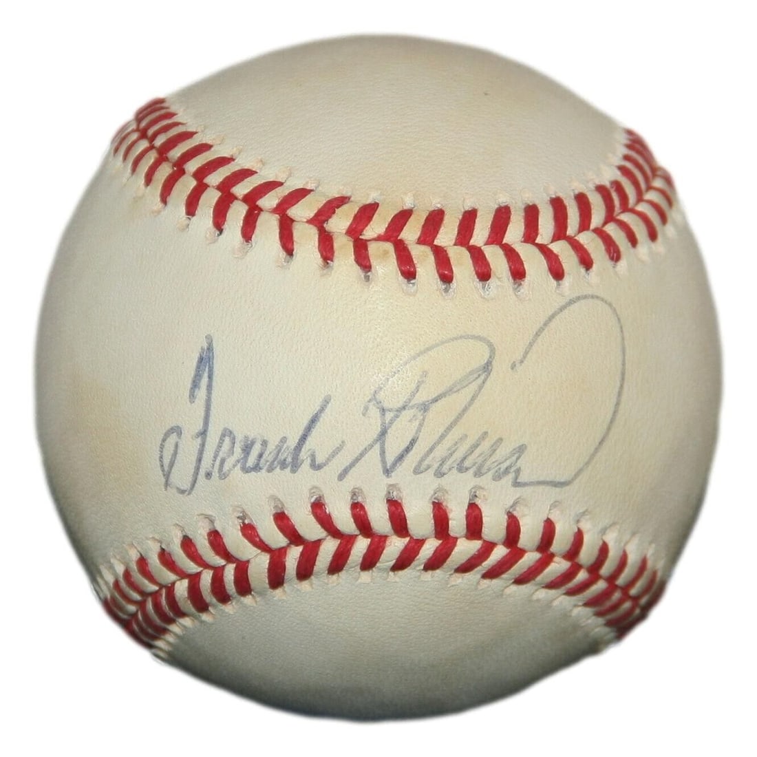 Frank Robinson Autographed Orioles Baseball PSA Authenticated: Frank Robinson Autographed Orioles Baseball PSA Authenticated This is an original baseball signed by Hall of Famer Frank Robinson, a legendary player associated with the Orioles. The autograph has bee