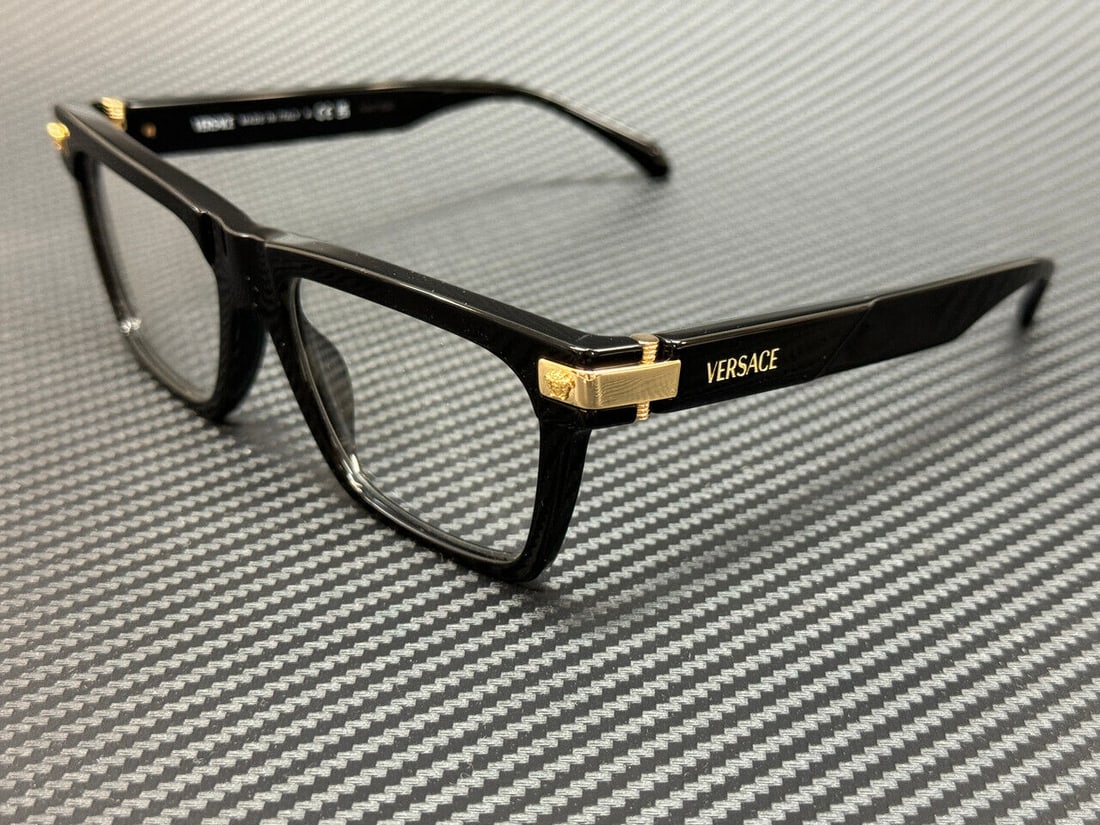 Versace VE3354 Black Eyeglasses 55mm for Men: Versace VE3354 Black Eyeglasses 55mm for Men Versace VE3354 eyeglasses featuring a sleek black frame. Perfect for adding a touch of luxury to your look. Specifications Frame Color: Black Type: Eyeglas