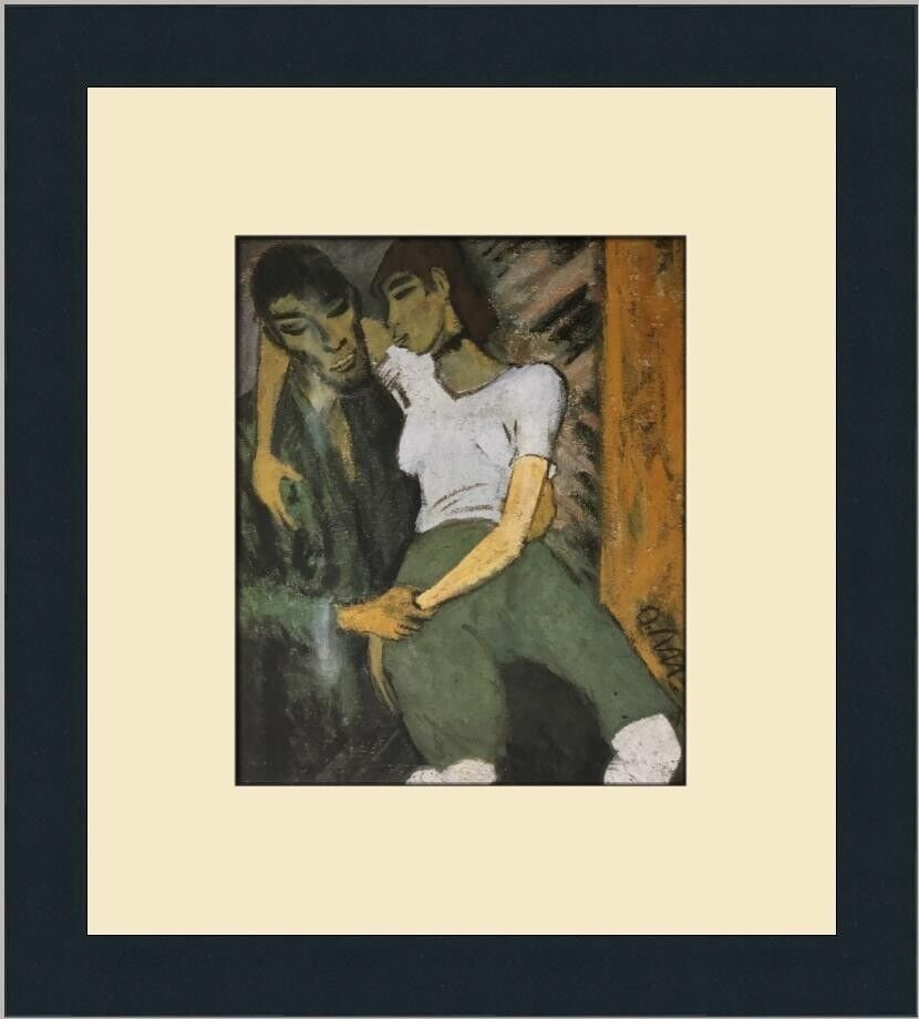 Otto Mueller Gypsy Couple Expressionist Print Custom Framed 14x12: Otto Mueller Gypsy Couple Expressionist Print Custom Framed 14x12 This Otto Mueller Gypsy Couple Custom Framed Print features a striking expressionist style, showcasing the theme of a gypsy couple. Pr