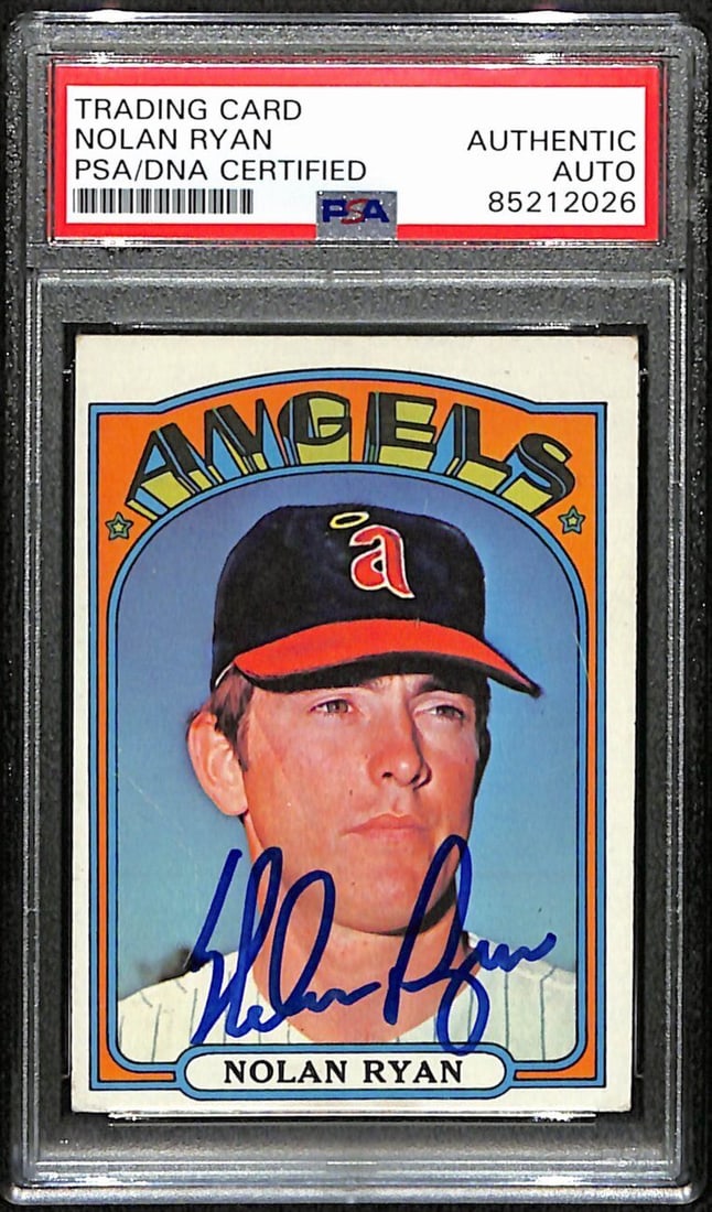 Nolan Ryan 1972 TOPPS Signed Card PSA/DNA New York Mets: Nolan Ryan 1972 TOPPS Signed Card PSA/DNA New York Mets This is an original Nolan Ryan Hall of Fame signed/autographed 1972 TOPPS card #595. The autograph has been authenticated by PSA/DNA, ensuring i