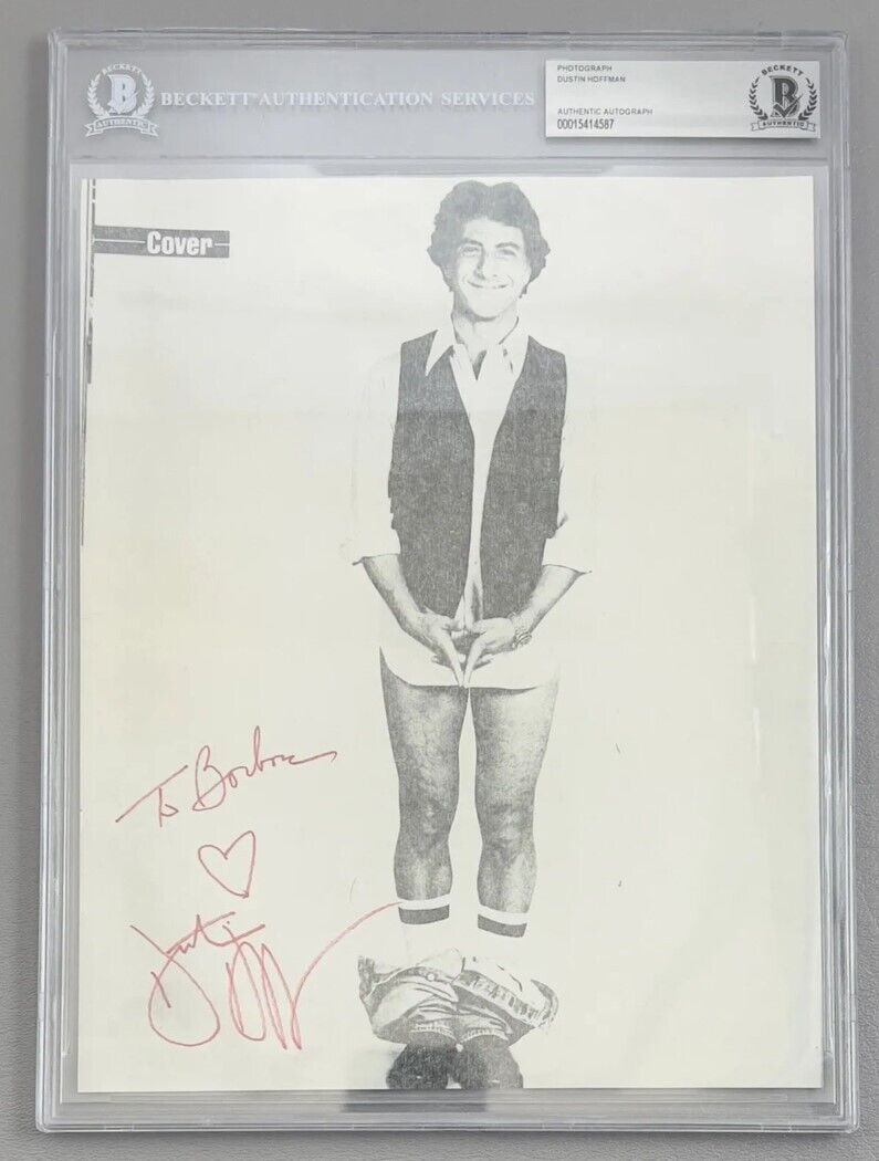 Dustin Hoffman Autographed Photograph The Graduate JSA Authenticated: Dustin Hoffman Autographed Photograph The Graduate JSA Authenticated This is an original autographed paper photograph of Dustin Hoffman from the classic film 'The Graduate.' The photograph is authenti