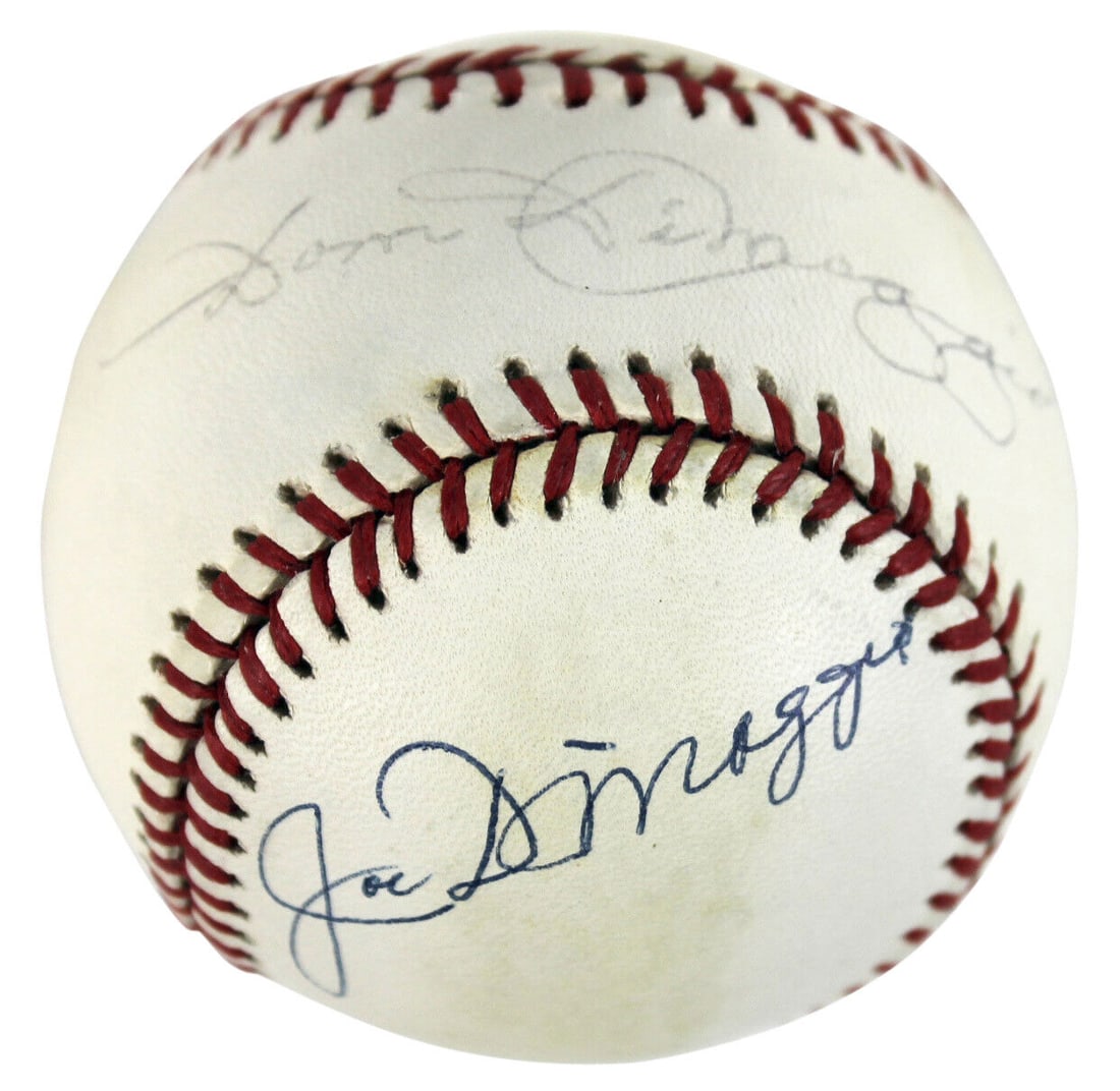 Dom DiMaggio Joe DiMaggio Signed Baseball New York Yankees JSA Authentication: Dom DiMaggio Joe DiMaggio Signed Baseball New York Yankees JSA Authentication Dom DiMaggio & Joe DiMaggio Signed Gene Budig Oal Baseball JSA #X19991. Sport: Baseball. Product: Ball. Original/Reprint: 