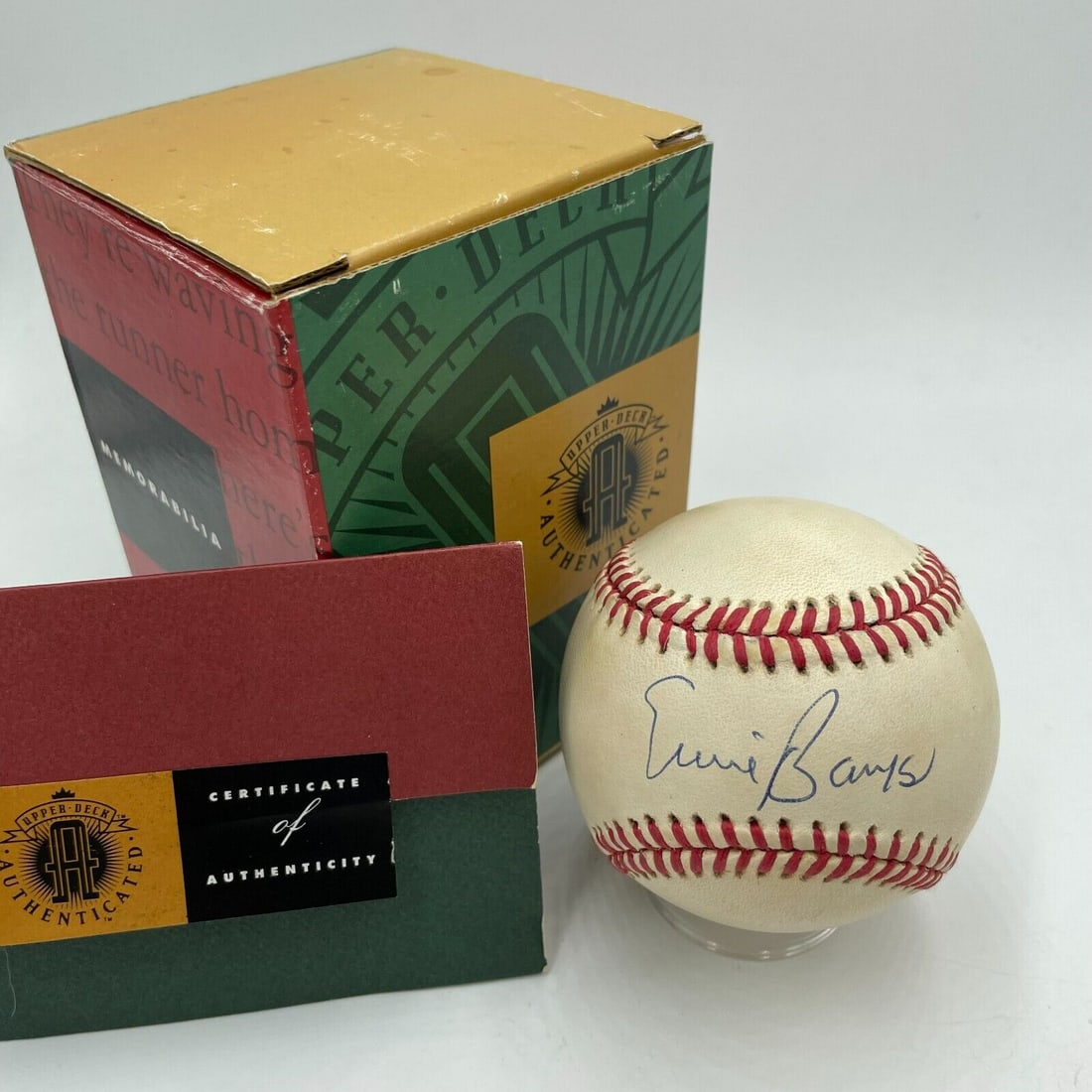 Rare Ernie Banks Signed National League Baseball Upper Deck Authenticated: Rare Ernie Banks Signed National League Baseball Upper Deck Authenticated This is a rare Ernie Banks signed National League baseball, authenticated by Upper Deck. The ball is an original item and feat