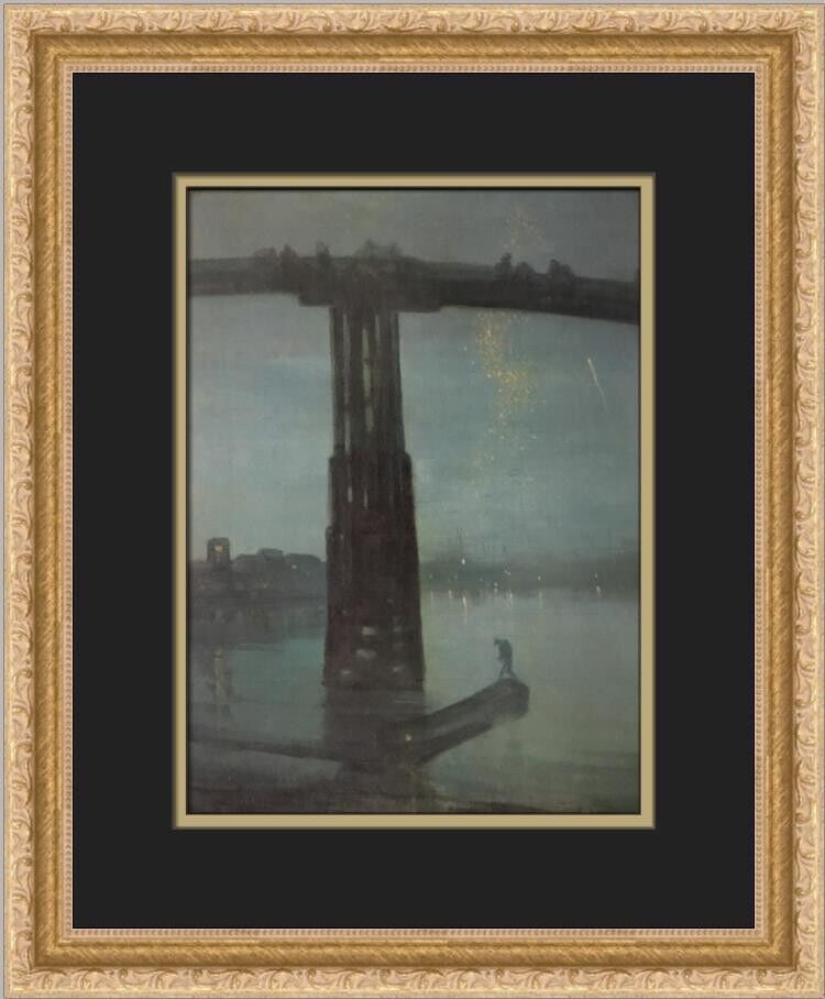 James Whistler The Old Battersea Bridge Framed Art Print 17x14 inches: James Whistler The Old Battersea Bridge Framed Art Print 17x14 inches This custom framed print titled "The Old Battersea Bridge" by artist James Whistler is a beautiful representation of Impressionism
