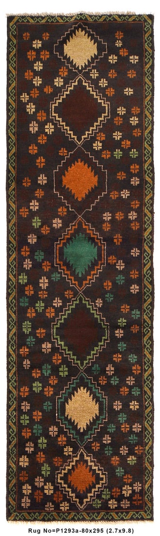 Handmade Afghan Tribal Runner Wool Area Rug 2.7 x 9.8 Feet: Handmade Afghan Tribal Runner Wool Area Rug 2.7 x 9.8 Feet This stunning Afghan Tribal Runner is a handmade area rug measuring 2.7 feet in width and 9.8 feet in length (31 in x 116 in). Crafted from h